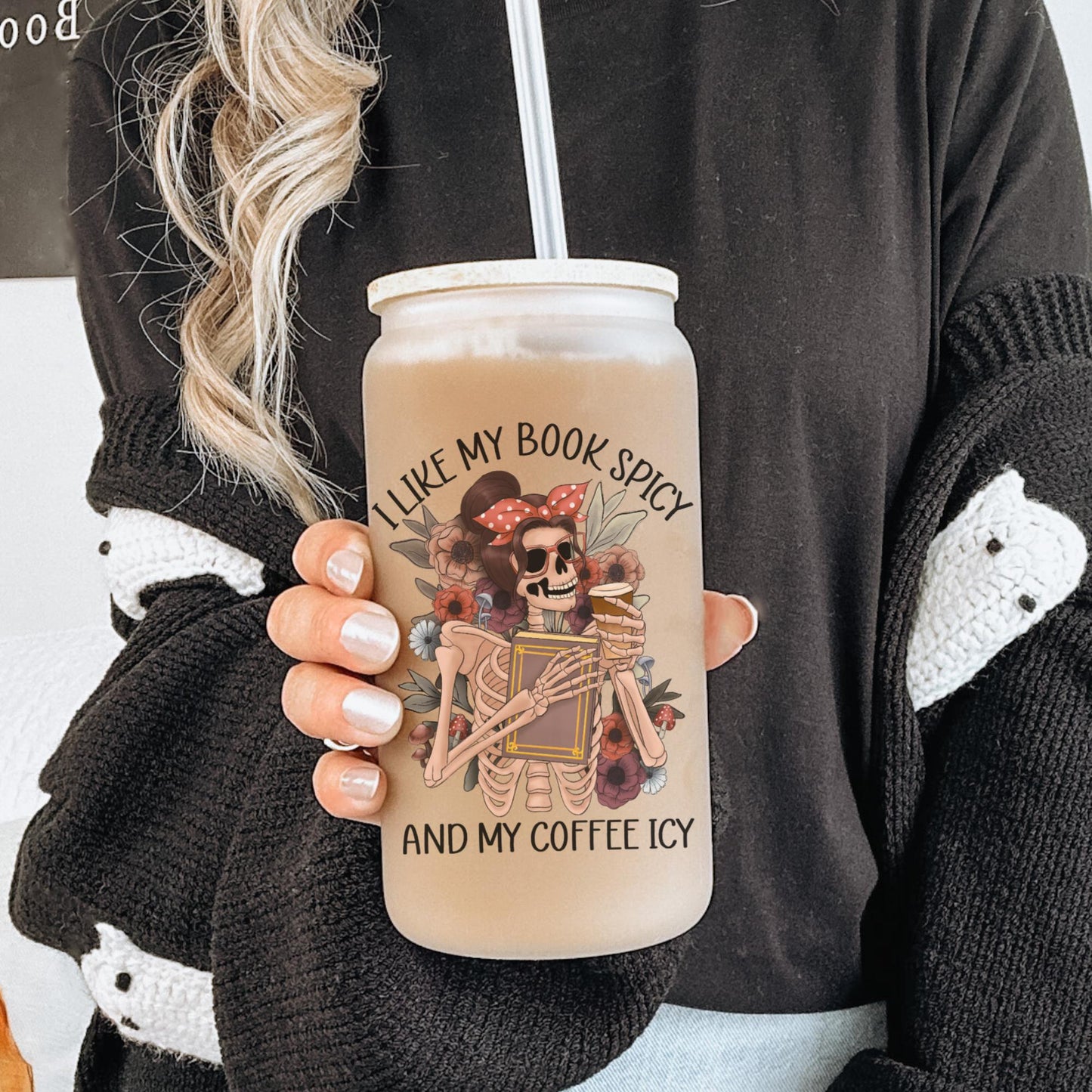 Spicy Book Lover 16oz Iced Coffee Cup, Romance Reader Gift, Smut Reader Cup, Book Lover Gift, Smut Lover, Coffee Cup w/ Straw & Bamboo Lid.