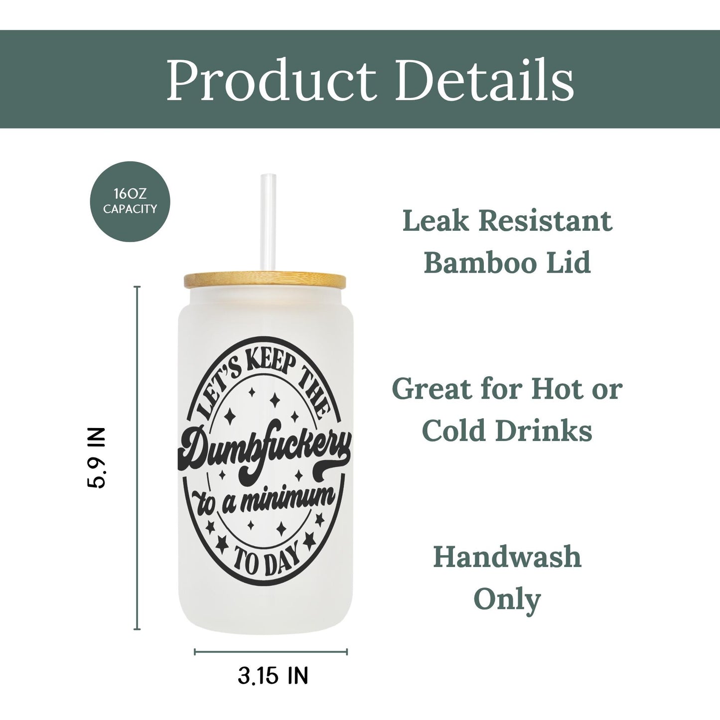To a Minimum Today 16oz Iced Coffee Cup, Adult Humor Sarcastic Gift, Therapist Coffee Cup, Coffee Cup w/ Reusable Straw & Bamboo Lid.