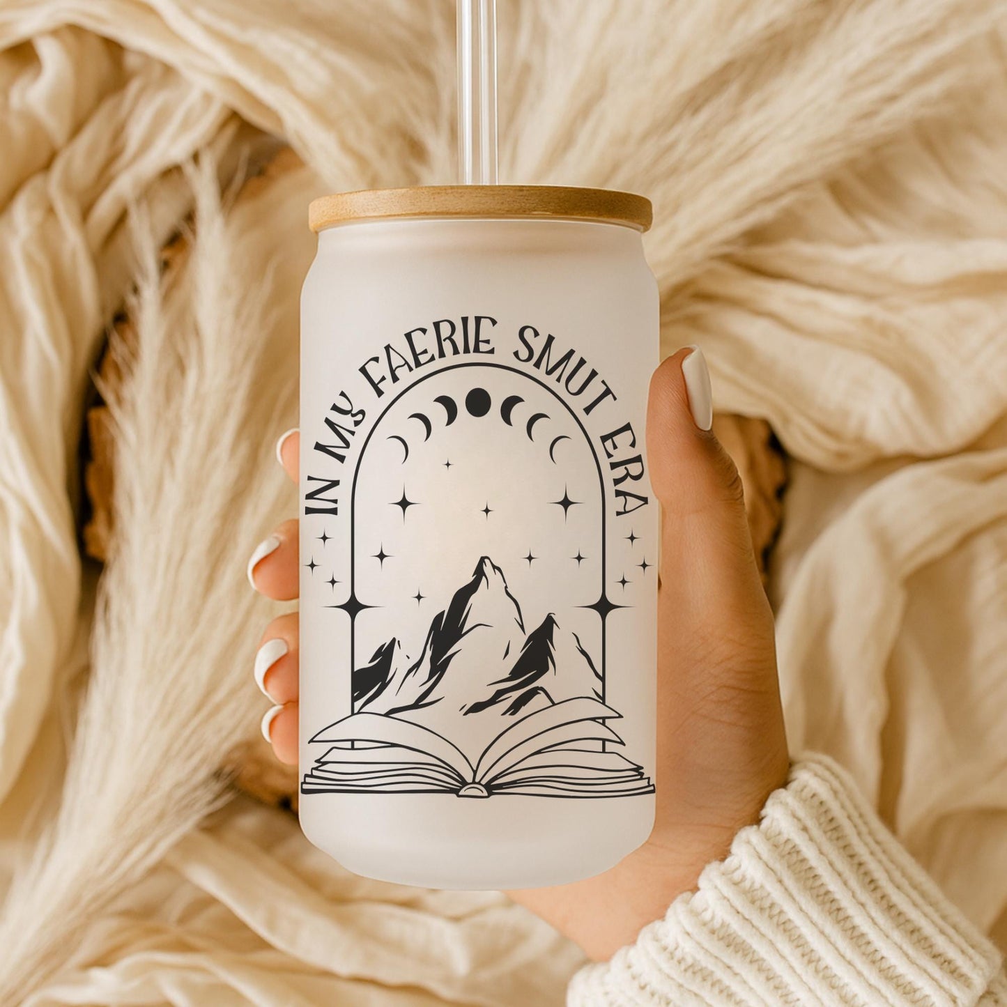 Faerie Book Lover 16oz Iced Coffee Cup, Book Lover Gift Mug, Reader Gift, Book Club Gift for Her, Coffee Cup w/ Reusable Straw & Lid.