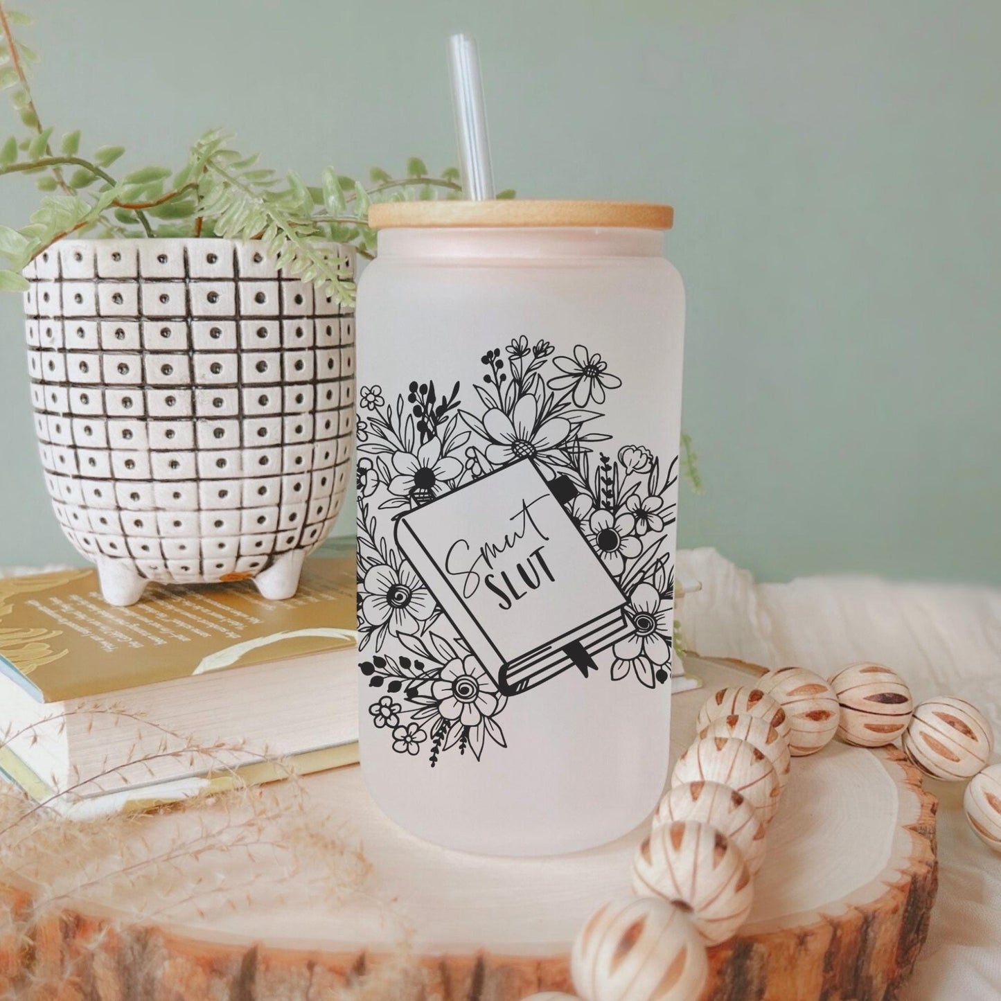 Dirty Book Lover 16oz Iced Coffee Cup, Cold Drink Cup, Book Lover Gift, Book Club Gift, Gift For Her, Coffee Cup w/ Straw & Bamboo Lid.