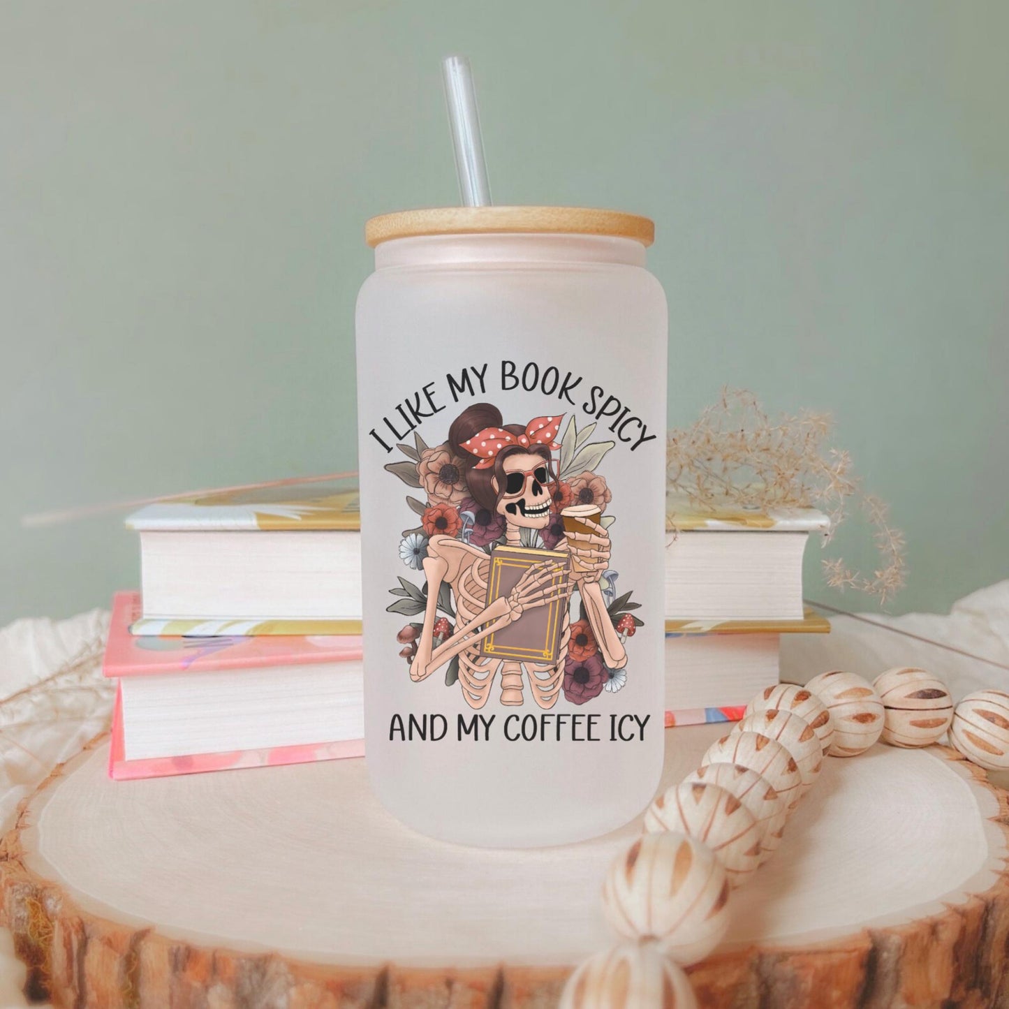 Spicy Book Lover 16oz Iced Coffee Cup, Romance Reader Gift, Smut Reader Cup, Book Lover Gift, Smut Lover, Coffee Cup w/ Straw & Bamboo Lid.
