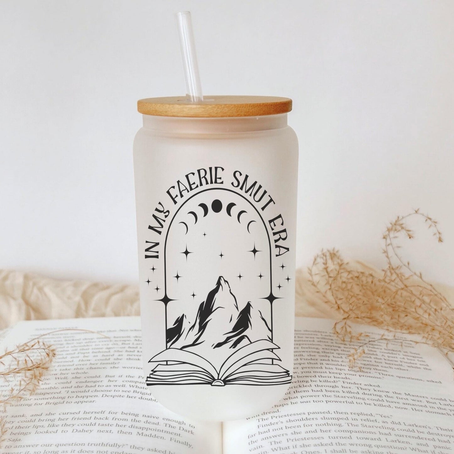 Faerie Book Lover 16oz Iced Coffee Cup, Book Lover Gift Mug, Reader Gift, Book Club Gift for Her, Coffee Cup w/ Reusable Straw & Lid.