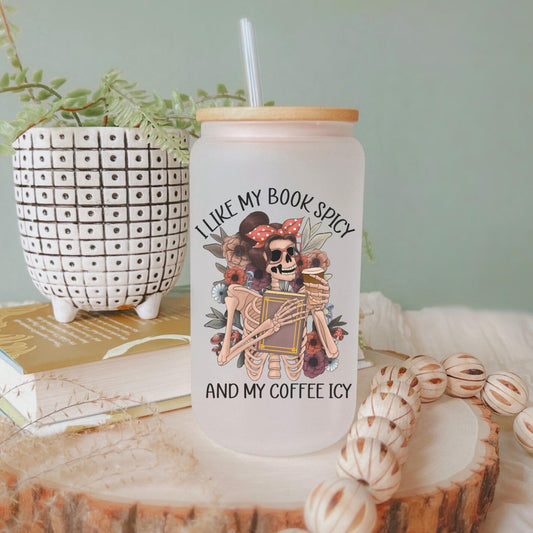 Spicy Book Lover 16oz Iced Coffee Cup, Romance Reader Gift, Smut Reader Cup, Book Lover Gift, Smut Lover, Coffee Cup w/ Straw & Bamboo Lid.