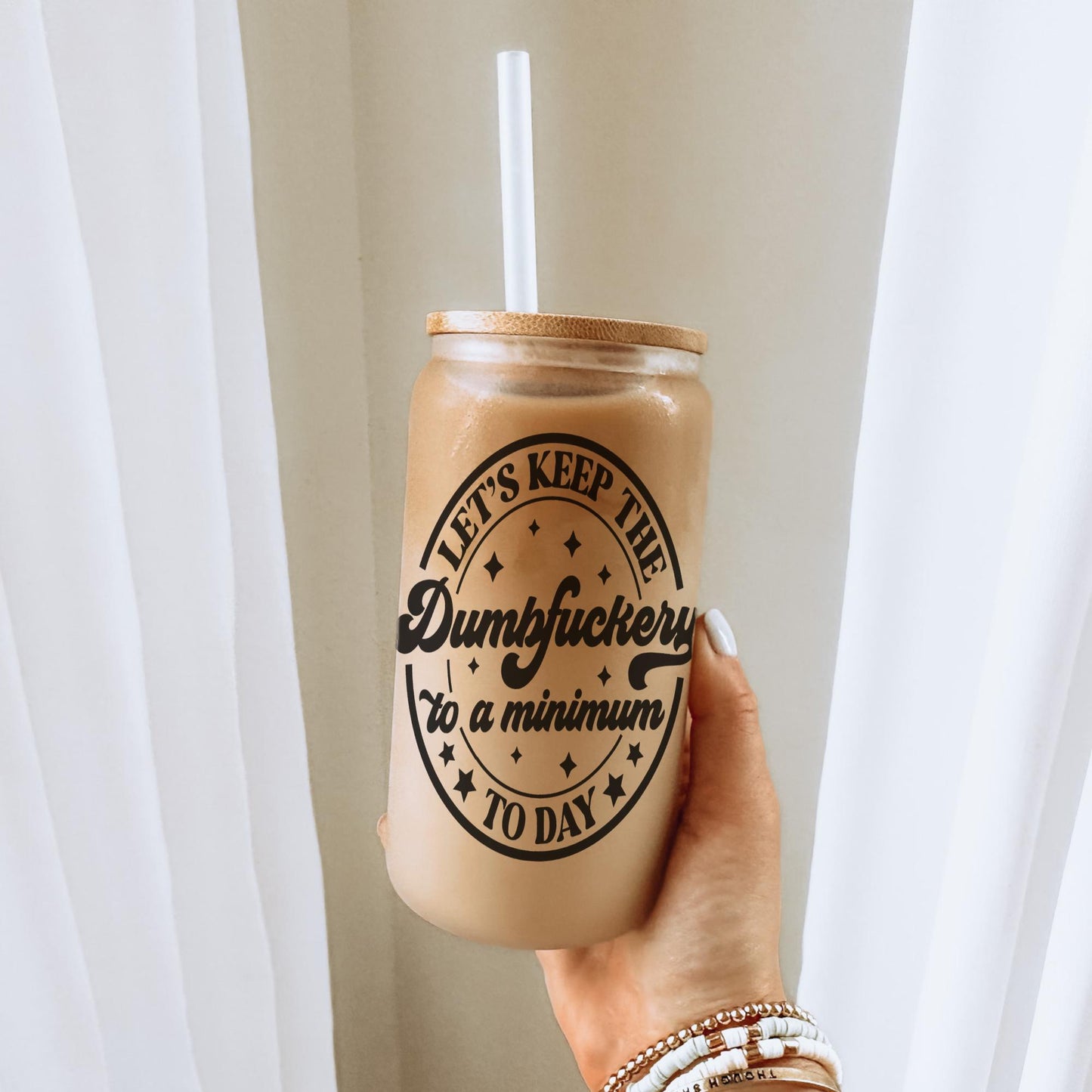 To a Minimum Today 16oz Iced Coffee Cup,  Adult Humor Sarcastic Gift, Therapist Coffee Cup, Coffee Cup w/ Reusable Straw & Bamboo Lid.