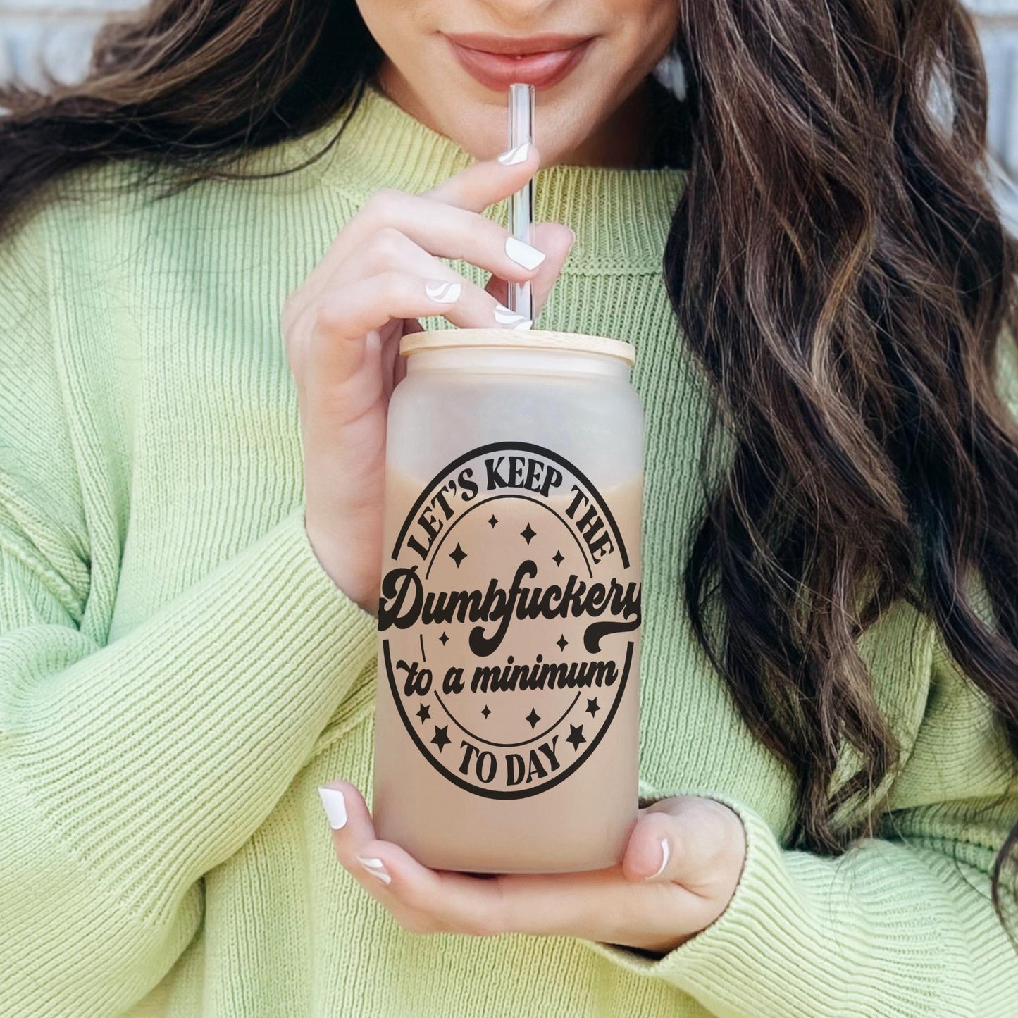 To a Minimum Today 16oz Iced Coffee Cup,  Adult Humor Sarcastic Gift, Therapist Coffee Cup, Coffee Cup w/ Reusable Straw & Bamboo Lid.