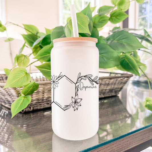 Chemical II 16oz Iced Coffee Cup, Lab Tech Cup, Chemistry Gift, Science Teacher Iced Coffee Mug, Coffee Cup w/ Reusable Straw & Bamboo Lid.
